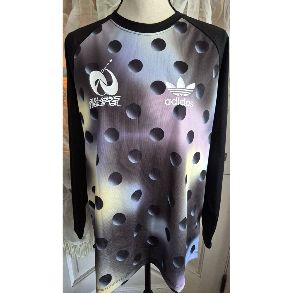 New Adidas Space Polka Dot Shimming Long Sleeve Women Size S Oversized